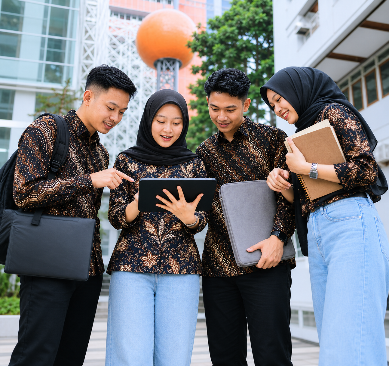 Siswa SMAN 4 Tegal menggunakan perangkat digital